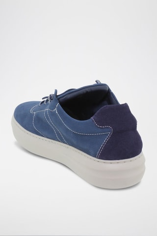 Leren Platform Sneakers - Kaki - Blauw