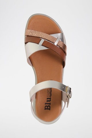 Leren Sandalen Blusandal - Bruin, goudkleurig en zilverkleurig