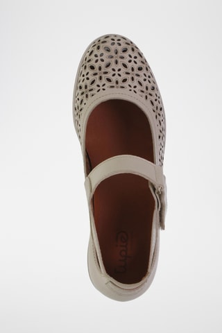 Leren Mary Janes met Sleehak - Beige