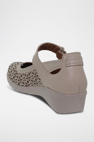 Leren Mary Janes met Sleehak - Beige