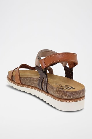Leren Sandalen Blusandal - Bruin en roze
