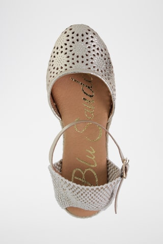 Leren Espadrilles met Sleehak - Zilverkleurig