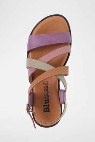 Leren Sandalen met Avarca Blusandal - Bruin, paars en roze