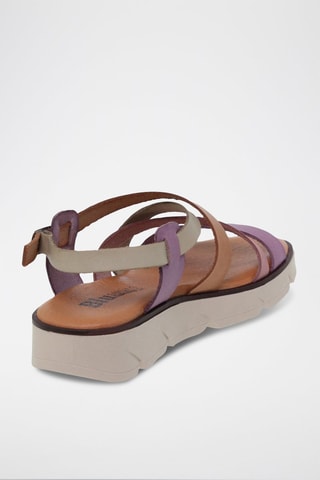 Leren Sandalen met Avarca Blusandal - Bruin, paars en roze