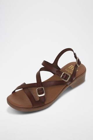 Sandales à talons en cuir - Marron