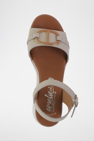 Sandales compensées en cuir - Beige