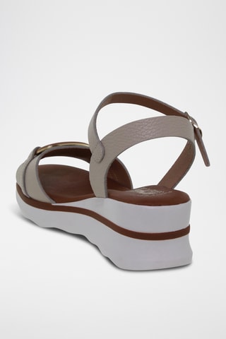 Sandales compensées en cuir - Beige