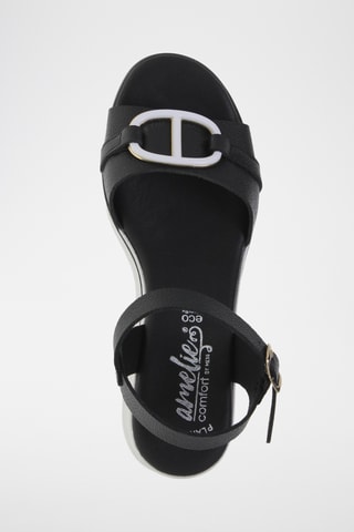 Sandales compensées en cuir - Noir