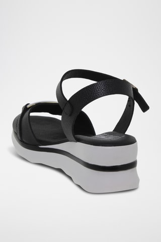 Sandales compensées en cuir - Noir