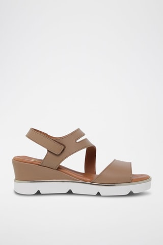 Sandales compensées en cuir  Blusandal - Beige