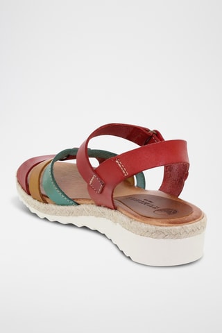 Leren Sandalen met Sleehak - Multicolor