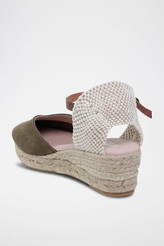 Avarca Leren Espadrilles met Sleehak Amelie - Beige, groen en roze