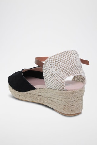 Avarca Leren Espadrilles met Sleehak Amelie - Zwart
