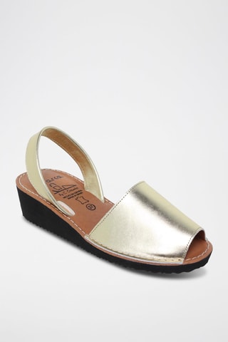 Sandales en cuir Avarca Menorquina - Noir, marron et doré