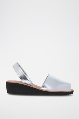Sandales en cuir Avarca Menorquina - Noir, marron et argenté