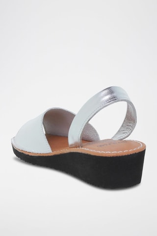 Sandales en cuir Avarca Menorquina - Noir, marron et argenté