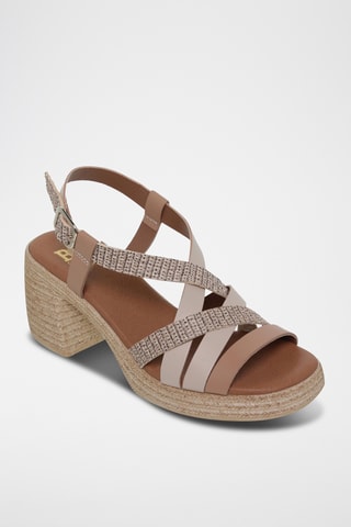 Leren Sandalen met Hak - Beige