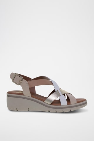 Leren Sandalen met Sleehak - Multicolor