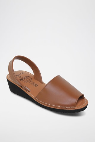 Sandales compensées en cuir Avarca menorquina - Marron