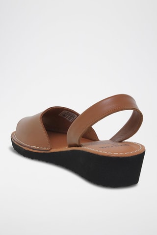 Sandales compensées en cuir Avarca menorquina - Marron