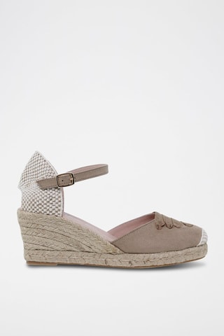 Leren Espadrilles met Sleehak Blusandal - Beige en bruin