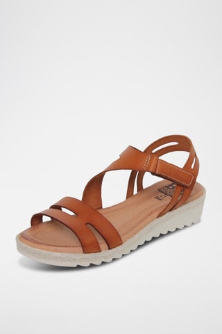 Leren Platform Sandalen - Bruin
