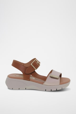 Sandales compensées en cuir - Multicolore