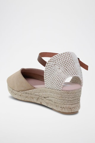 Avarca Leren Espadrilles met Sleehak Amelie - Wit, beige en bruin