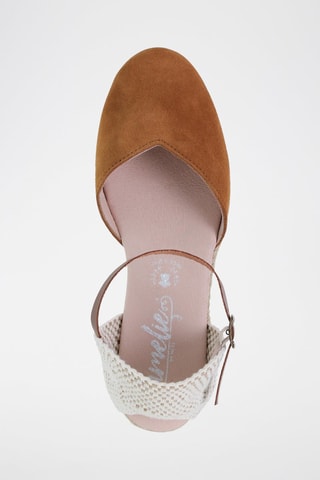 Avarca Leren Espadrilles met Sleehak Amelie - Wit, bruin en roze