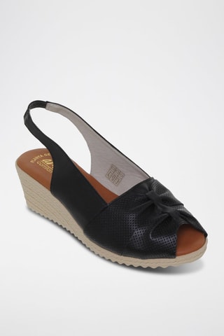 Sandales compensées en cuir - Noir