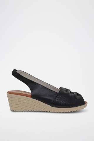 Sandales compensées en cuir - Noir