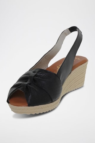 Sandales compensées en cuir - Noir