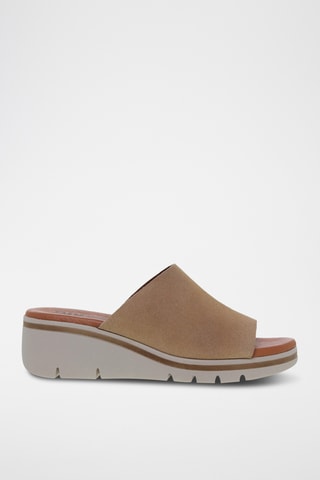 Mules compensées en nubuck - Beige