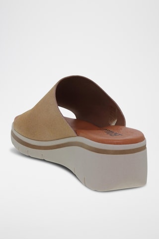 Mules compensées en nubuck - Beige