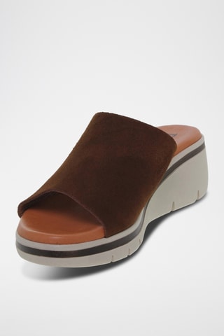 Mules compensées en nubuck - Marron