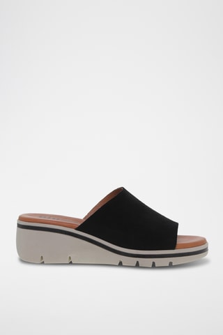 Mules compensées en nubuck - Noir