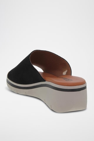 Mules compensées en nubuck - Noir