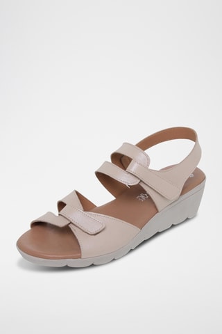 Sandales compensées en cuir - Beige