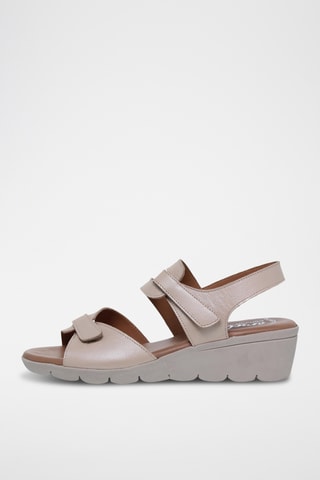 Sandales compensées en cuir - Beige