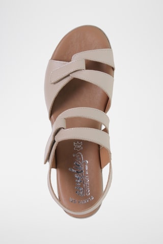 Sandales compensées en cuir - Beige