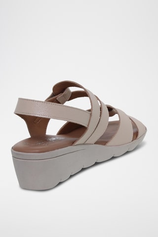 Sandales compensées en cuir - Beige
