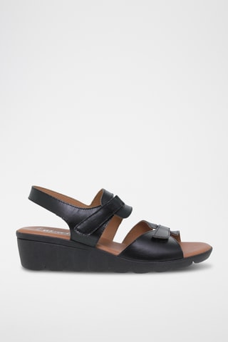 Sandales compensées en cuir - Noir