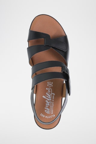 Sandales compensées en cuir - Noir