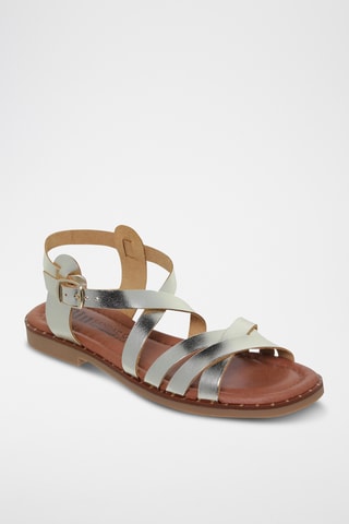 Leren Sandalen - Zilverkleurig