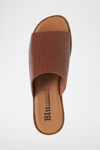 Mules compensées en cuir - Marron