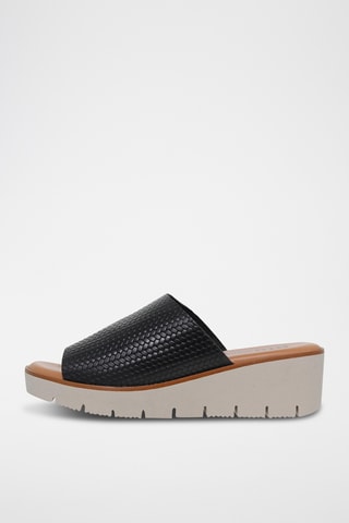 Mules compensées en cuir - Noir