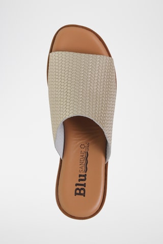 Mules compensées en cuir - Argenté