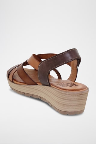 Leren Sandalen met Sleehak - Multicolor