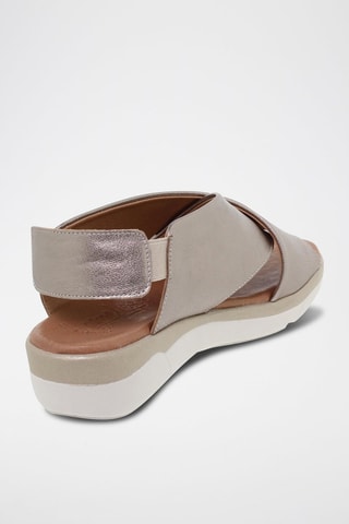 Sandales avarca en cuir  Amelie - Argenté et beige