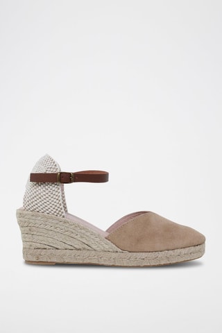 Leren Espadrilles met Sleehak Blusandal - Bruin